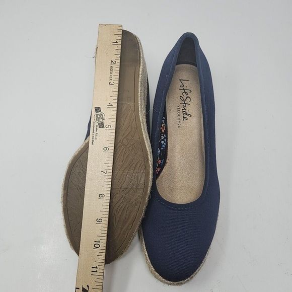 Life Stride Karma Espadrille Wedges Canvas Shoes Slip On Blue Size 10.5/11 - Picture 11 of 14